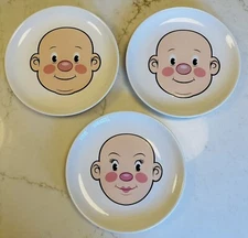 Fred Plays with His Food Plates - Set of 3, Two Boys and One Girl Face