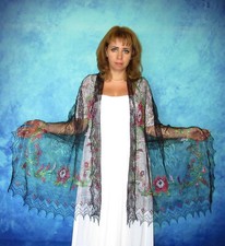Handmade Knitted Goat Hair Fuzzy Orenburger Shawl Scarf Wrap Stole