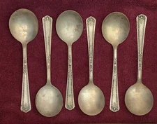 Lot #193 Silver Plated Flatware (6) National Silver Co FLORENCE Bouillon Spoons 