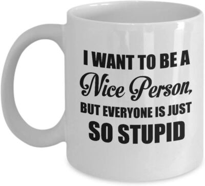 NICE PERSON Tasse - Neuheit Tasse lustig Geburtstag Weihnachten Büro Geschenk Tee Kaffeetasse