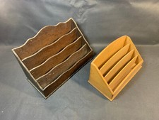 Lotto Di 2 Antichi Porta Lettere IN Legno Di Ufficio da Tavolo Vintage Déco 1950