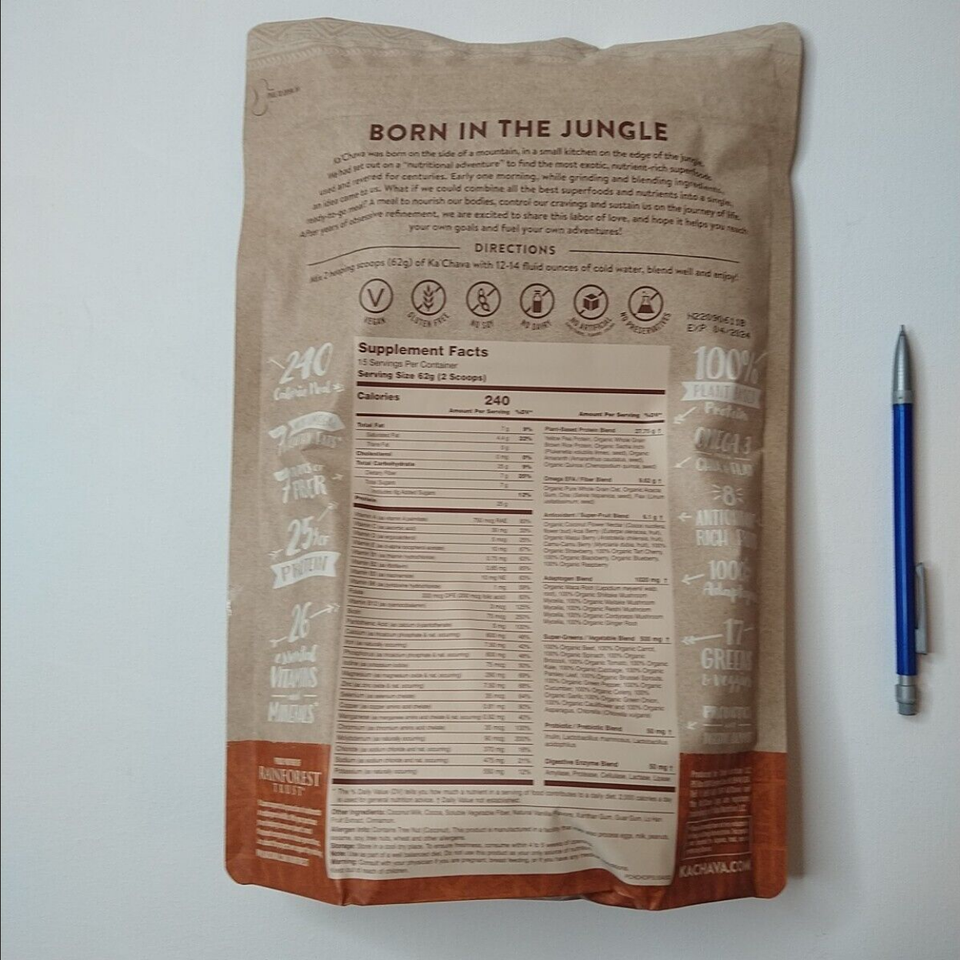 Ka'Chava Superfood PlantBased Proteins Chocolate EXP 05/24 kachava