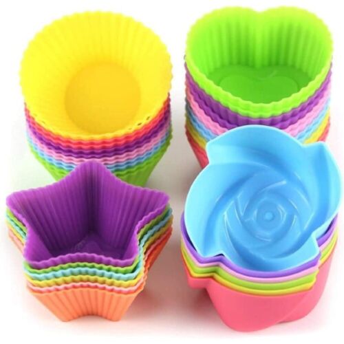 Baking Cup Non-stick Easy Clean Pastry Muffin Mold 4 Shapes 24 Pieces Colorful