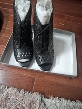 Nib New Ann Taylor Loft Black Sheera Perforated Boot Bootie Sz 10 Msrp $128