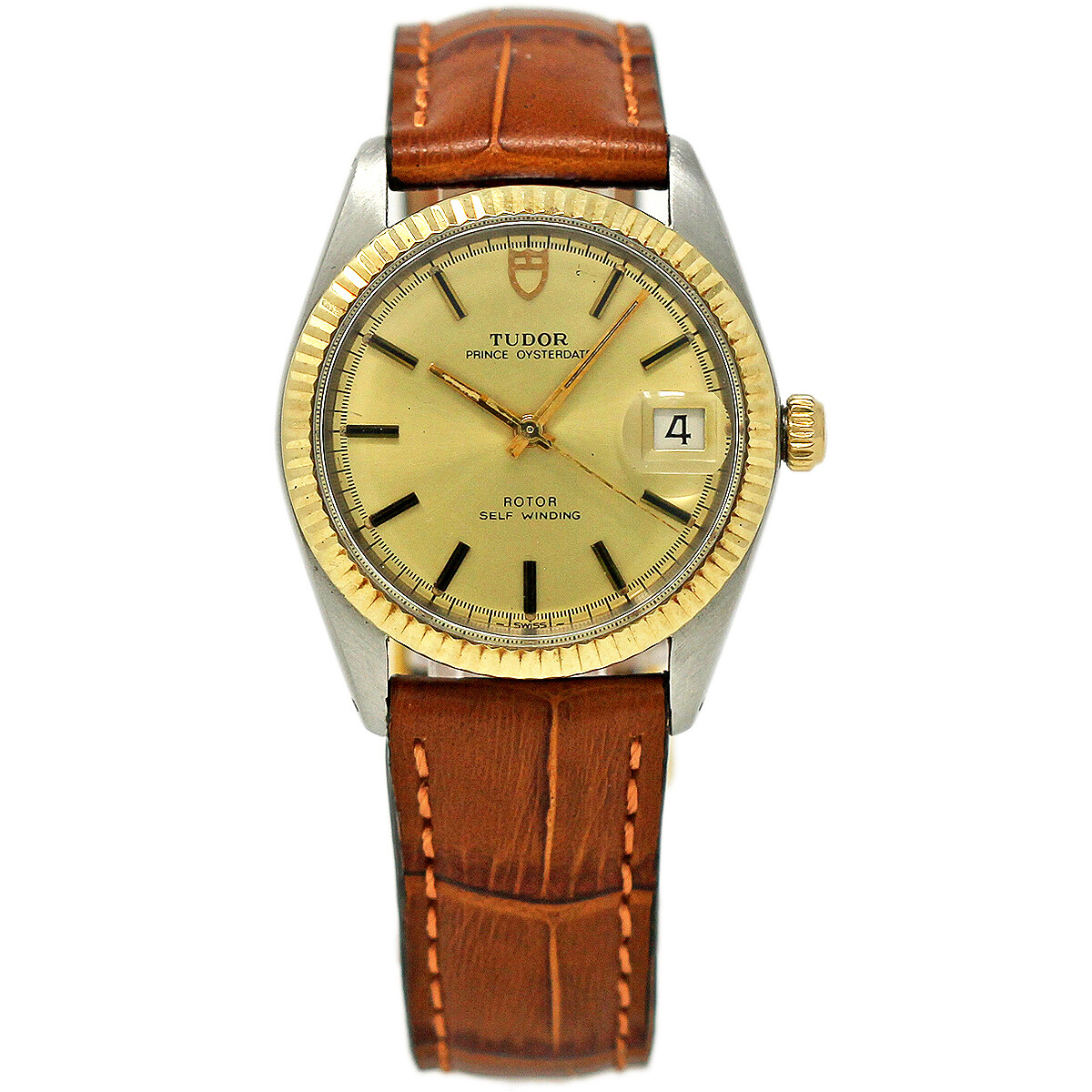 Tudor Prince Oysterdate 9071/3 34mm Steel & Gold Automatic Leather