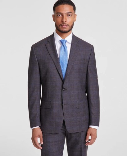 Michael Kors Herren Regular Fit Anzug Sakko Blazer 42 S Braun Kariert Stretch E05647