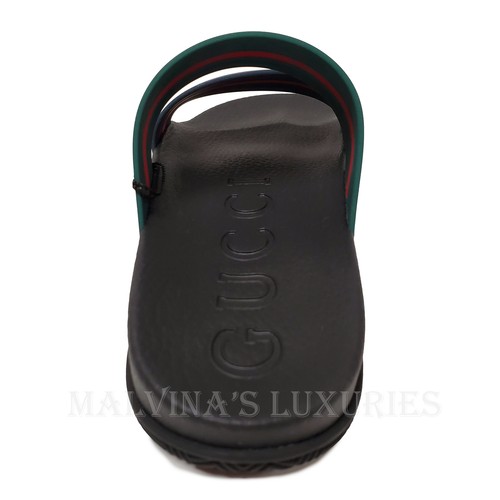 GUCCI SHOES MEN SIGNATURE WEB STRIPES DOUBLE STRAP RUBBER SANDALS sz 9 / 9.5 - Picture 11 of 20