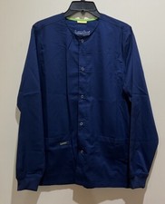 Landau Careflex Modern Fit Soft Feel Stretch Fabric Scrub Jacket Blue Medium