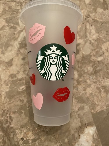 NEW Starbucks 2020 Reusable Cold Cups 24oz Kisses Cup Lips Hearts