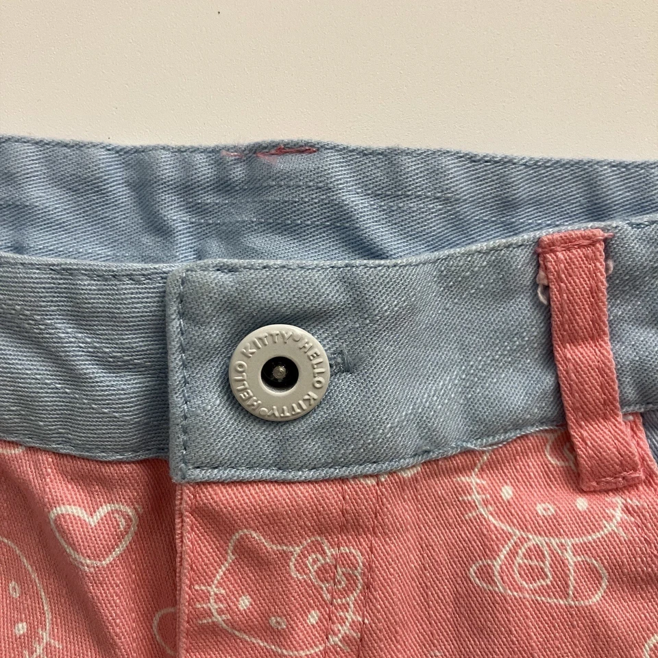 Pantalones cortos de mezclilla para niña Hello Kitty bloques de colores talla S Foto 2 de 4