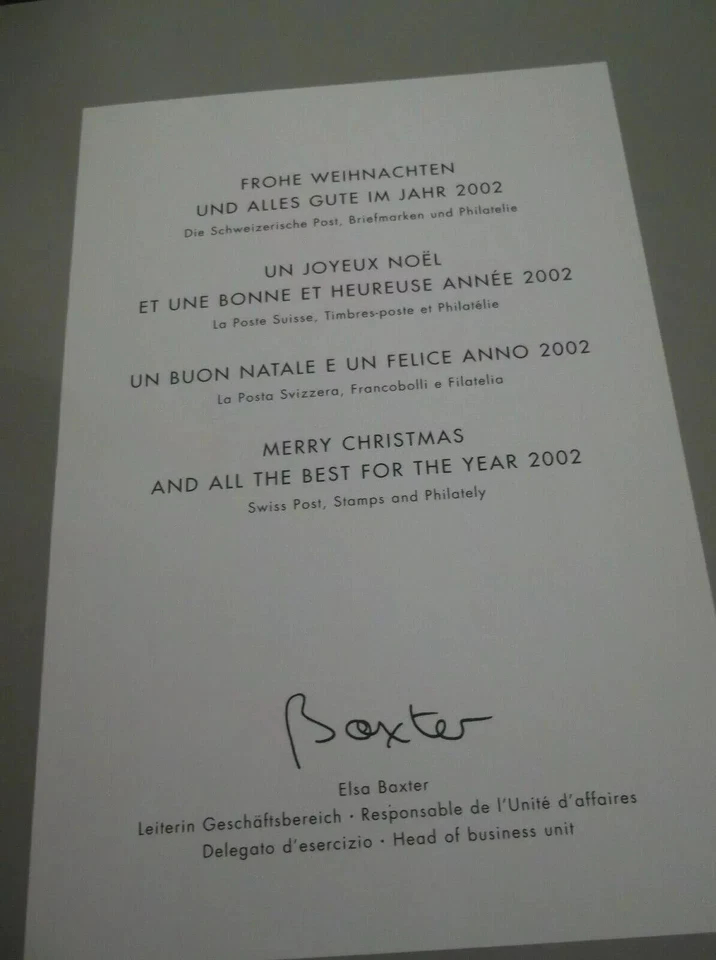 Post Schweiz, Helvetia, Sonderfaltkarte Weihnachten 2001, 4er Block Mi 1776 gest - Image 3 of 4