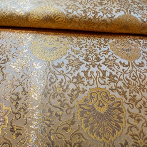 Brocade Ornamental Floral Gold Metallic Material Dress Craft Fabric 44" Meter - Picture 89 of 352