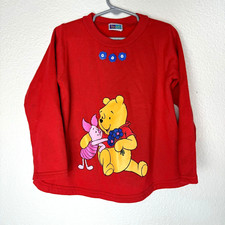 Vintage Girls Youth Red Disney Winnie the Pooh Piglet 1997 Sweater Size 5
