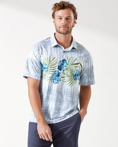 $128 Tommy Bahama Men's, Tide Pool Royale Polo Shirt, Iced Slate, S - 第 3/3 張圖片
