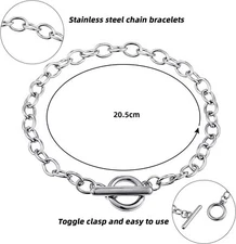 24 Stainless Steel Charm Bracelet Blanks Link Chain Jewelry Wholesale Bulk 7"