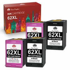 4 PK Color Black for HP 62XL 62-XL Ink for HP OfficeJet 5745 8040 Envy 5545 5663