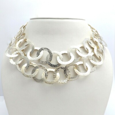 Silver-Tone hammered Disc Linked belt stamped made in Italy Jewelry Italian Link Belt - Etsy main image 2