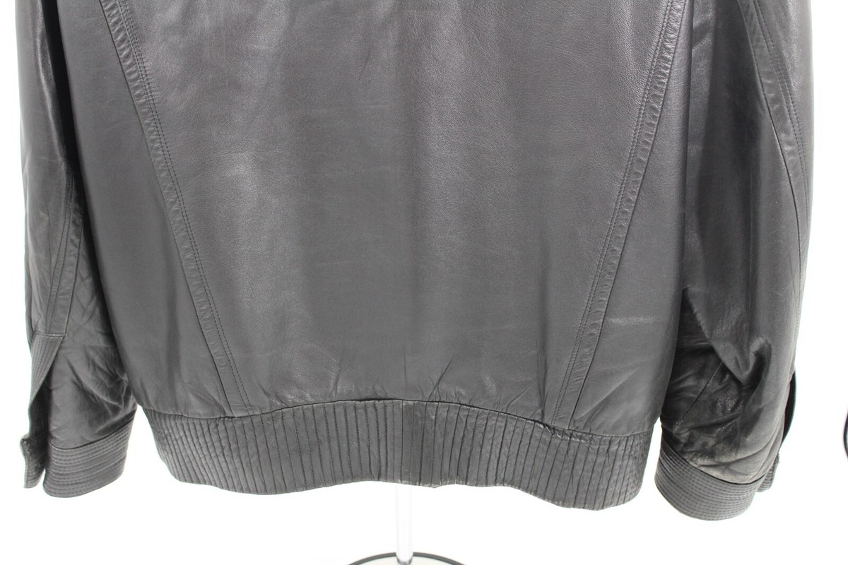 VTG Gianni Versace Istante Black Iconic Leather Button Jacket 