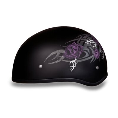 Daytona HELMETS Motorcycle Half Helmet Skull Cap Purple Rose DOT