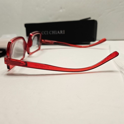 Occi Chiari Red Square Reading Glasses +2.50 With Case & Accessories - Picture 6 of 9