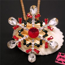 New Rhinestone Christmas Snowflakes Crystal Pendant Fashion Women Necklace
