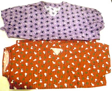 2 Holiday Medical Scrubs Womens Large Halloween  Christmas Homemade