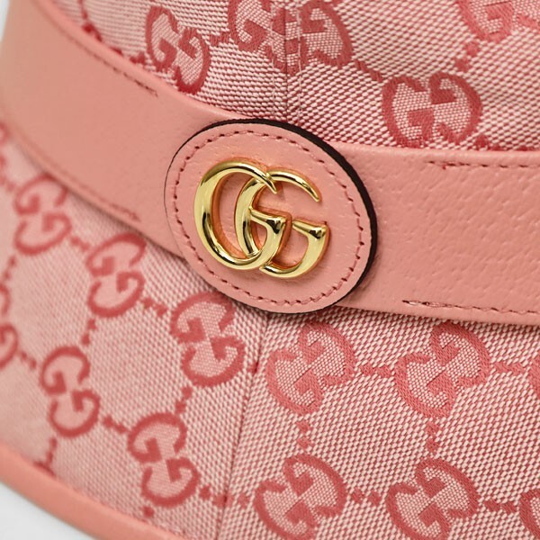 GUCCI GG Canvas Bucket Hat Leather Pink S 90221162 New | eBay