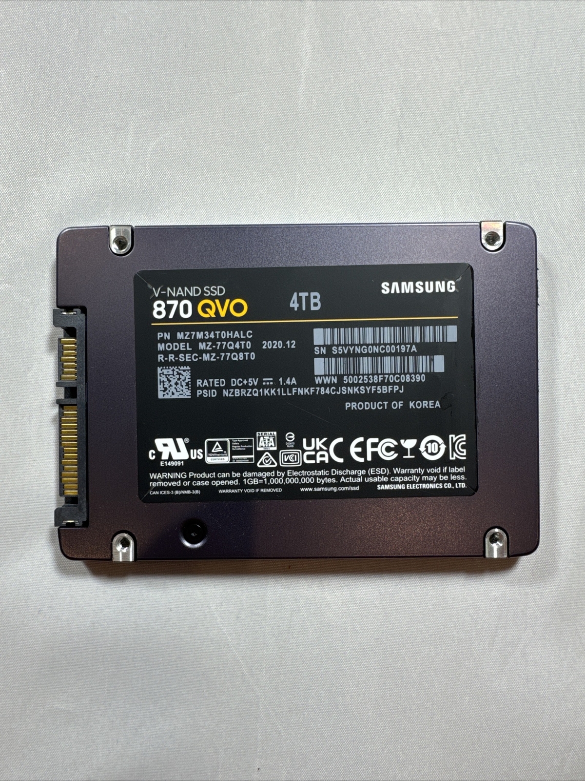 Samsung 870 QVO 4TB 2.5" SATA III Internal SSD (MZ77Q4T0B/AM