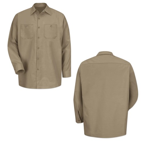 Red Kap Work Shirt Solid Color 2 Pocket Men's Industrial Uniform Long Sleeve - Picture 8 of 41