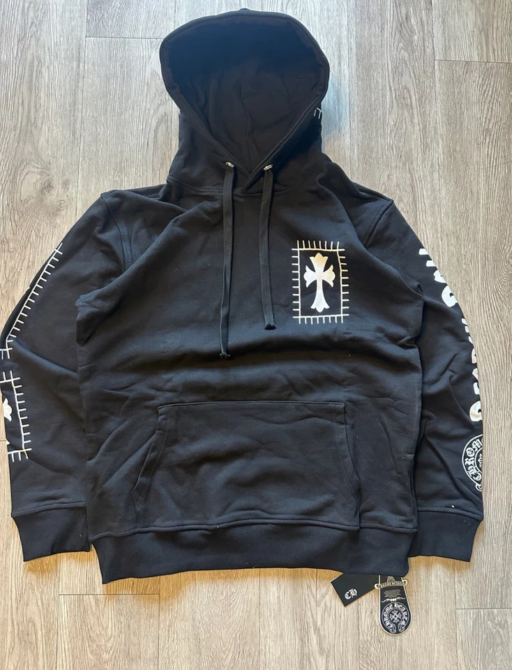 Moletom com capuz preto Chrome Hearts ferradura boneca mortal tamanho grande - Imagem 2 de 3