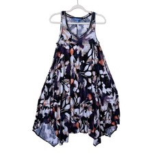 Simply Vera Vera Wang Abstract Floral Handkerchief Hem Swing Dress Purple Small