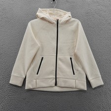 DSG Girls Sport Fleece Full Zip Hoodie Cream Speckled Large 14 NEW
