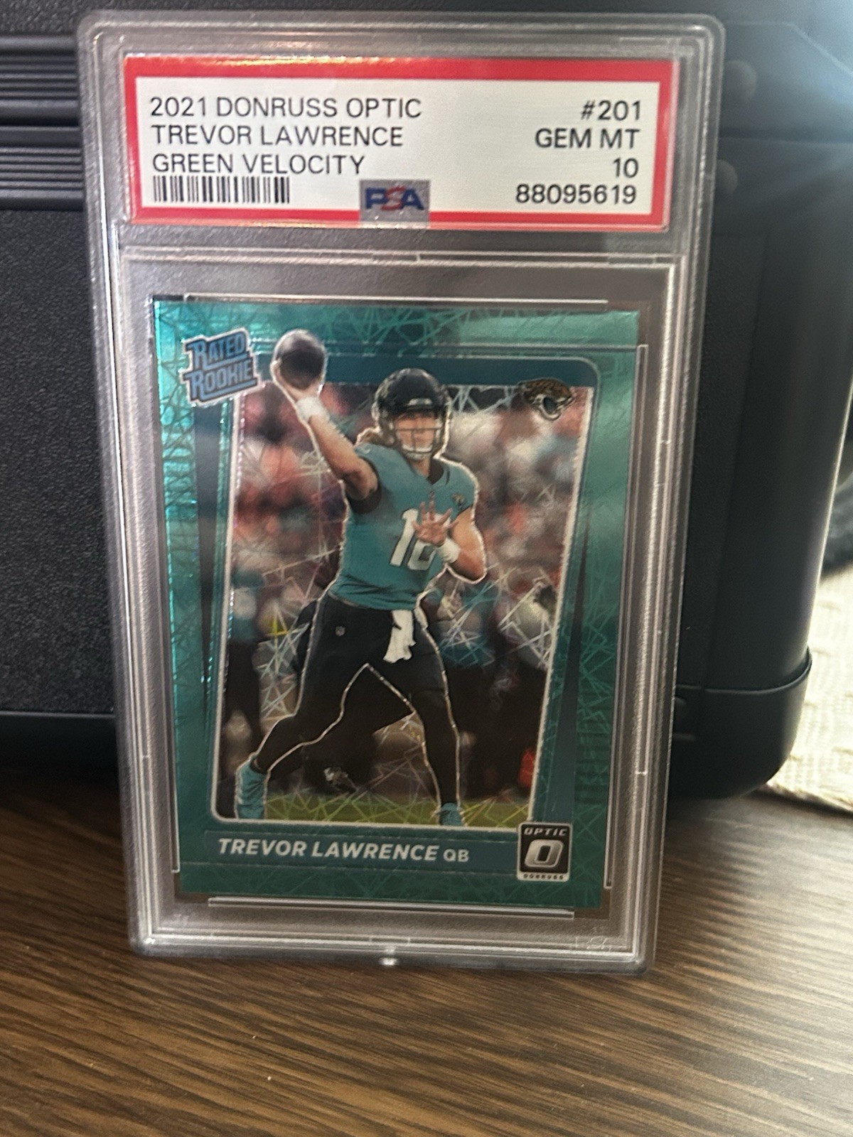 2021 Panini Donruss Optic  Trevor Lawrence Green Velocity #201 PSA 10