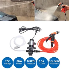 12V High Pressure Car Electric Washer Kit 130PSI Portable Self-Priming Wash Pump