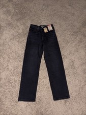 Levi  s Women  s Ribcage Straight Ankle Jeans Black Distressed Size 24 NWT