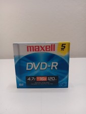 SEALED 5pk Maxell DVD Recordable Media DVD-R 4.7GB 120min Max Write Speed 16x