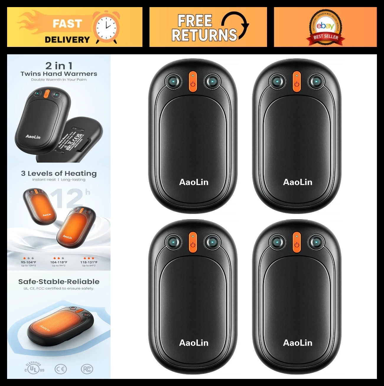 Rechargeable Electric Hand Warmers 2 Pack - 12Hrs Heating, Portable Pocket Warme
Opens in a new wind