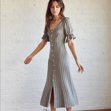 Christy Dawn S Lennon Dress in Gray Stripe NWT