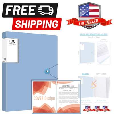 #ad Art Portfolio Binder 100 Pocket Binder with Plastic Sleeves Displays 200 Pa... $23.74