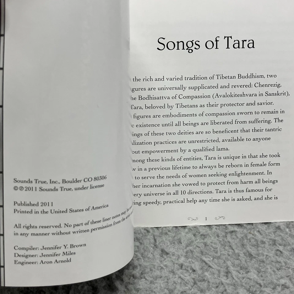 Songs Of Tara: Devotional Music to the Goddess of Liberation CD 2011 Sounds True Foto 4 de 4