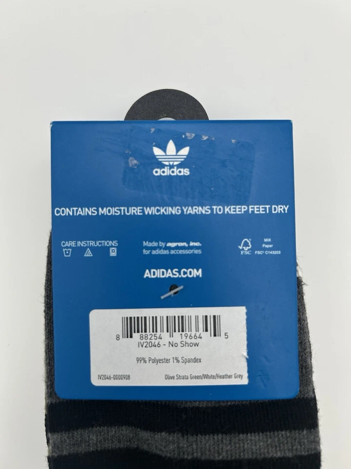 Adidas Originals нет шоу носки мужские 6-12 3 пары упаковка оливковый серый белый новый - Изображение 4 из 4