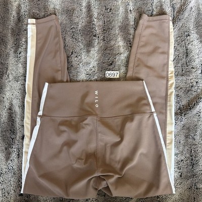 Wilo The Label Anthropologie Ribbed Athletic Leggings Size Medium Brown Stripe