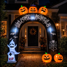 10FT Halloween Inflatable Arch for Outdoor Decor, LED Lighted Scary Archway with