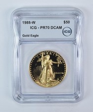 1988-W $50 American Gold Eagle - 1 Oz Gold PR70 DCAM ICG 5495.95 per troy oz