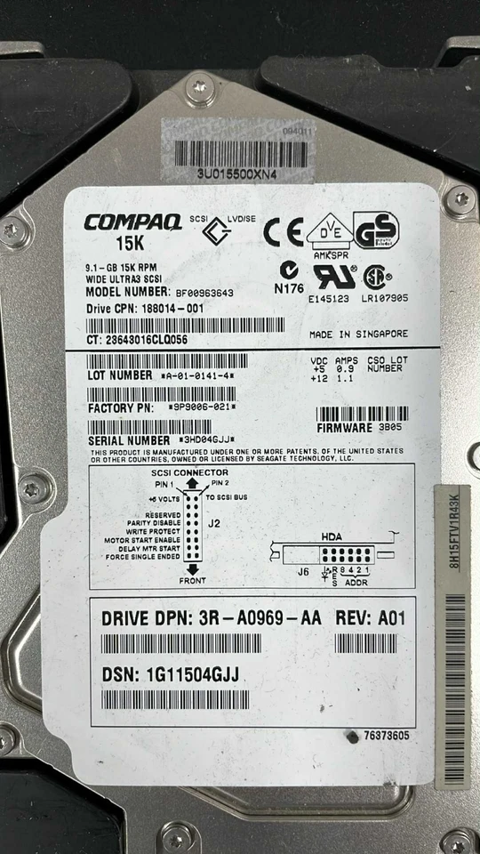 Compaq Proliant 9GB 15K SCSI UW3 HOT SWAP HARD DRIVE W TRAY f 1850R DL380 G2 G3 - Image 2 of 3