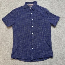 The Normal Brand Men's Blue Textured Short Sleeve Button Up Shirt Size S