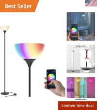 Elegant Color Changing Smart Floor Lamp - Adjustable Brightness  Remote Control