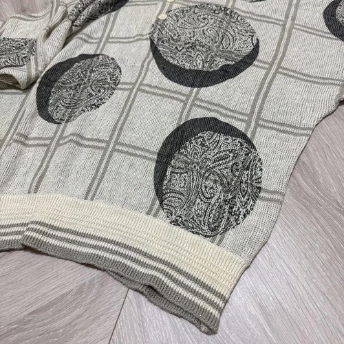 VESTOPIA Vintage Knit Top Check & Paisley Pattern Free Size image 6