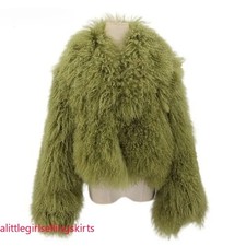 Womens 100 Real Mongolian Sheep Fur Coat Lapel Real Fur Jacket Warm Outwear Hot