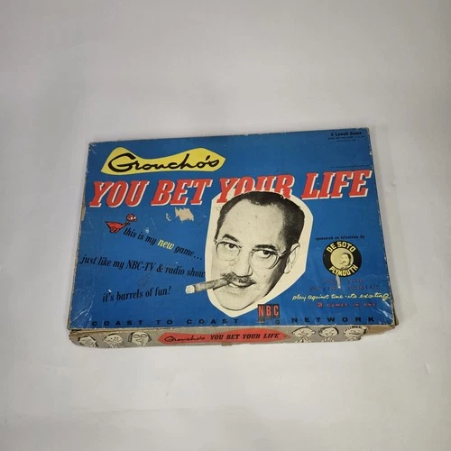 Vintage Groucho Marx You Bet Your Life Board Game NBC Desoto Trivia 1955 Rare